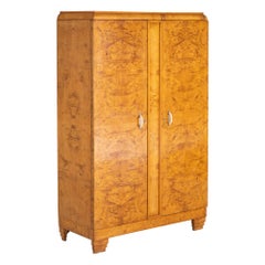 Italian Art Deco Burl Wood Wardrobe