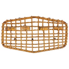 Bamboo & Rattan Coat Rack Hanger Attributed to Olaf von Bohr, Italy, 1950s