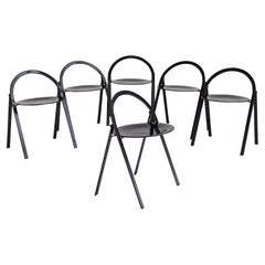 Giorgio Cattelan for Cidue Round Black Folding Chairs, Set of 6