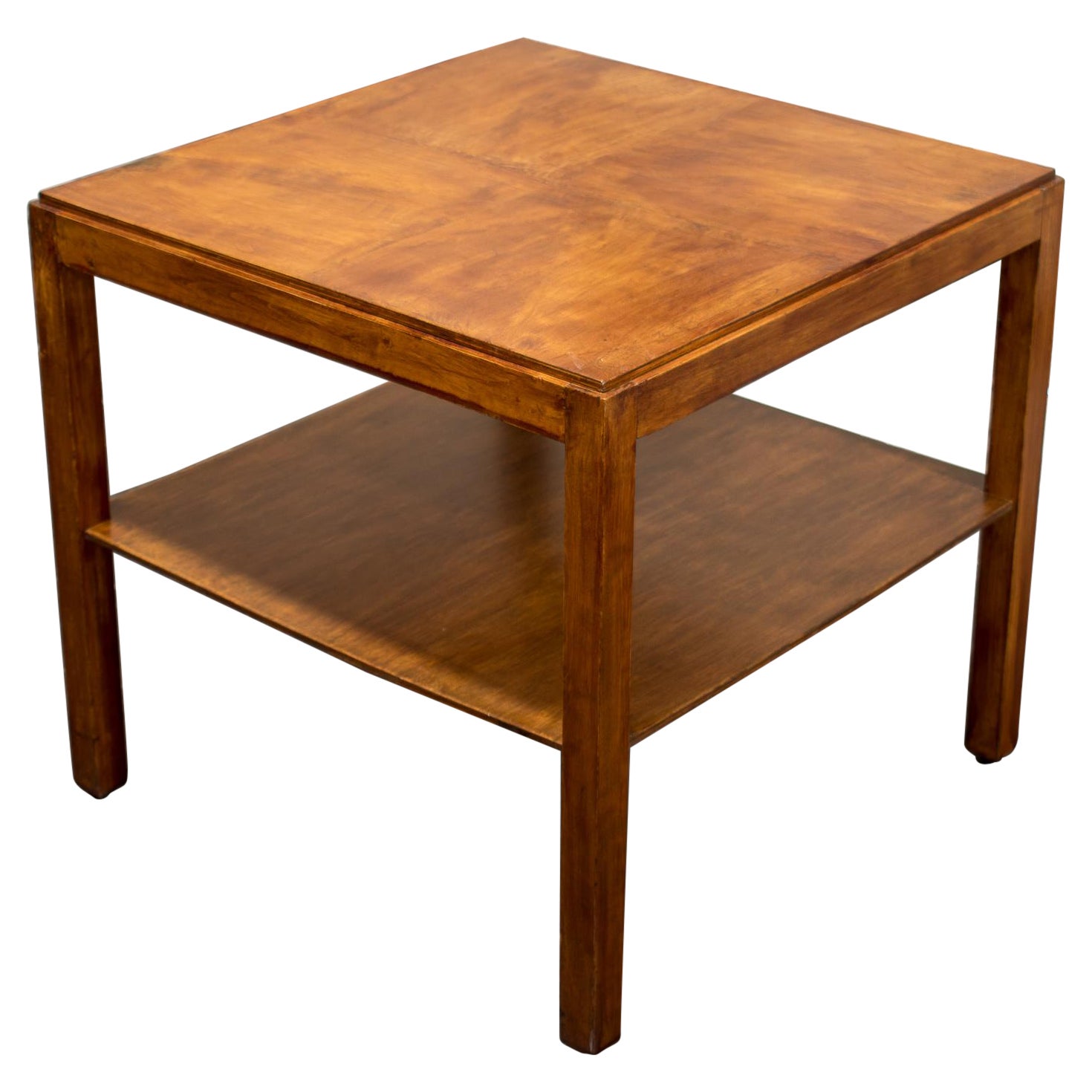 Swedish Art Deco Birch End or Side Table with Shelf For Sale