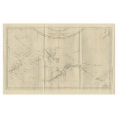 Antique Old Map Showing the Tracks of Cook Between North America and Asia's Coast, 1803