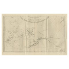 Antica mappa che mostra le tracce di Cook tra il Nord America e la costa asiatica, 1803