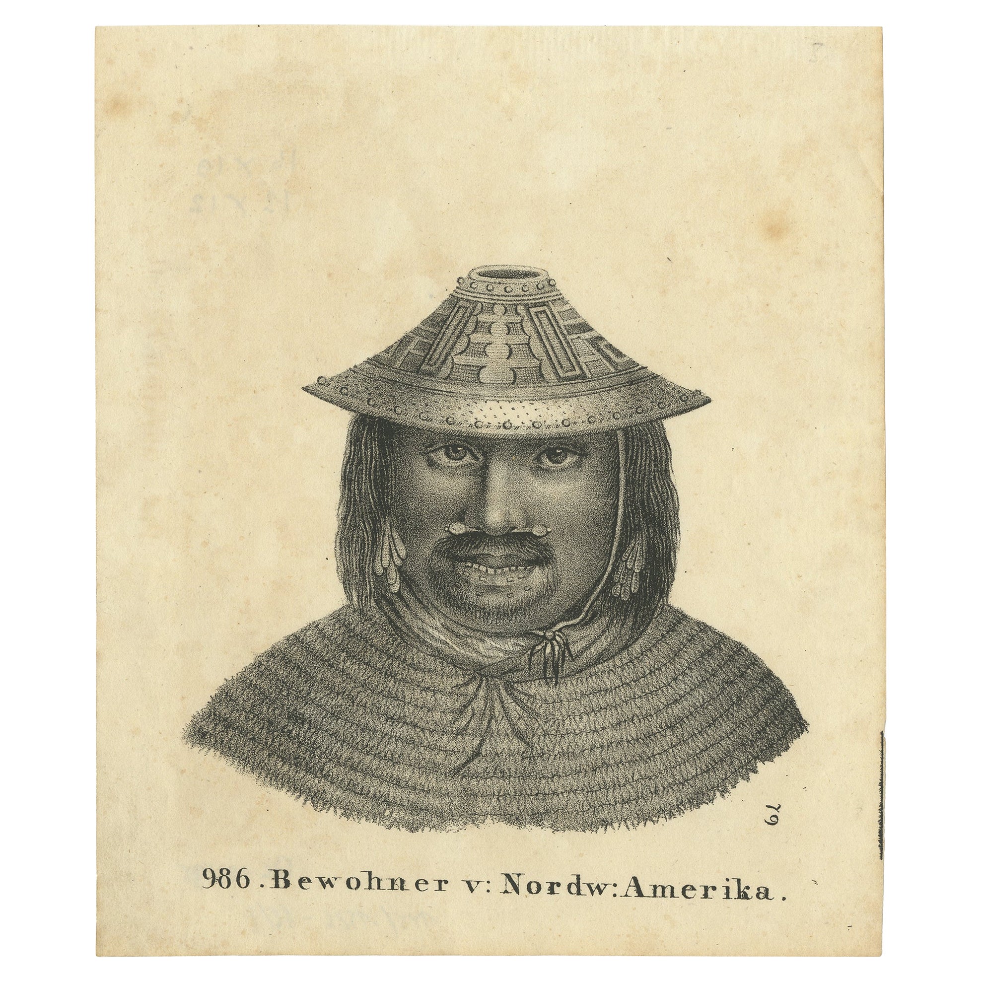 Antique Print of an Inhabitant of Northwest America, 1836