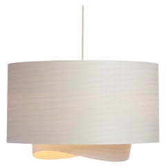 Lampe à suspension Half BOWEN en bois blanc moderne du milieu du siècle dernier