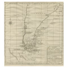Carte ancienne des traces des navires d'Antiques autour de l'Amérique du Sud et du Cap Horn, 1749