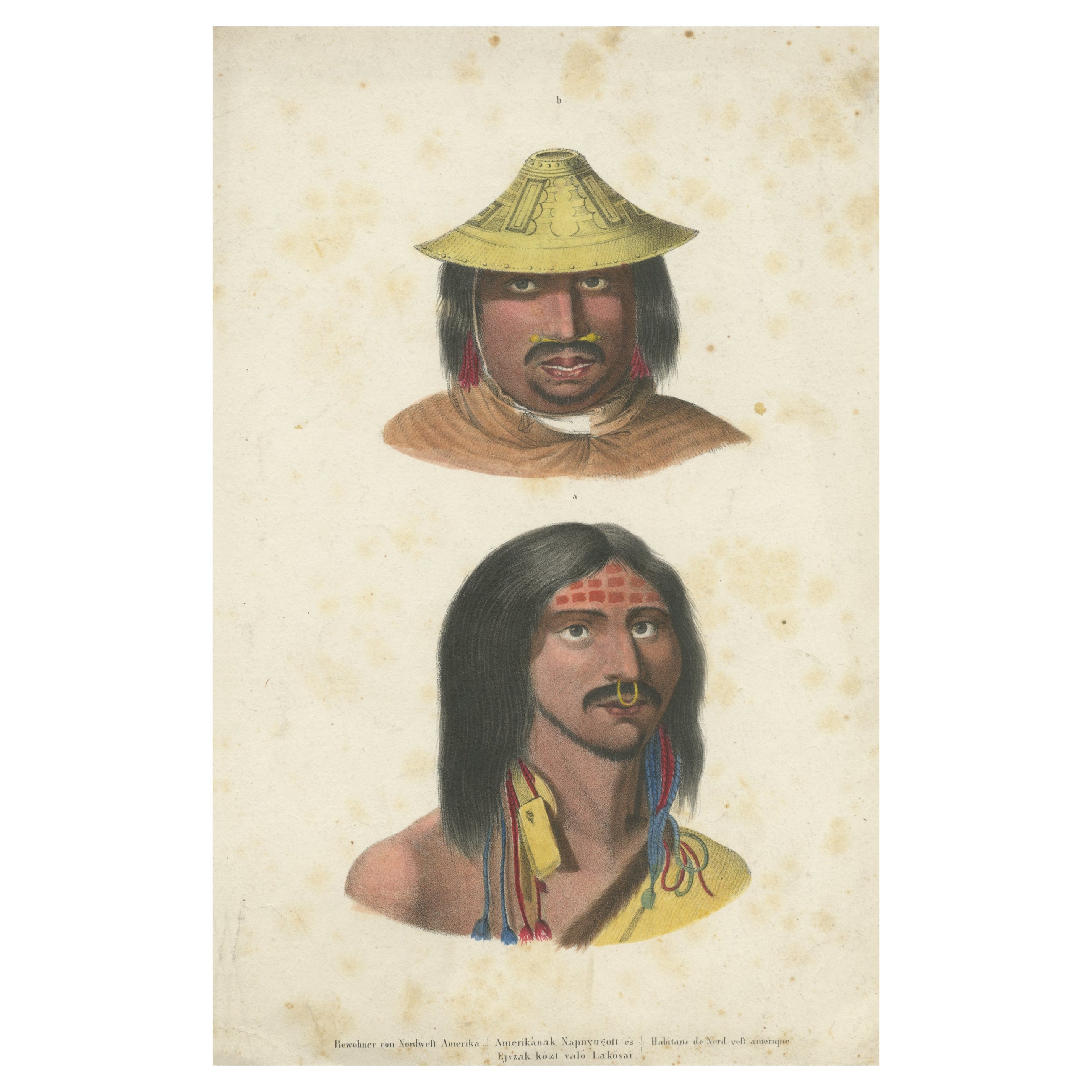 Antique Print of the Original Natives of Northwest America, ca.1840 For Sale