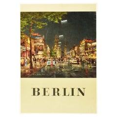Original Vintage Berlin Travel Poster Art Kurfurstendamm Kaiser Wilhelm Memorial