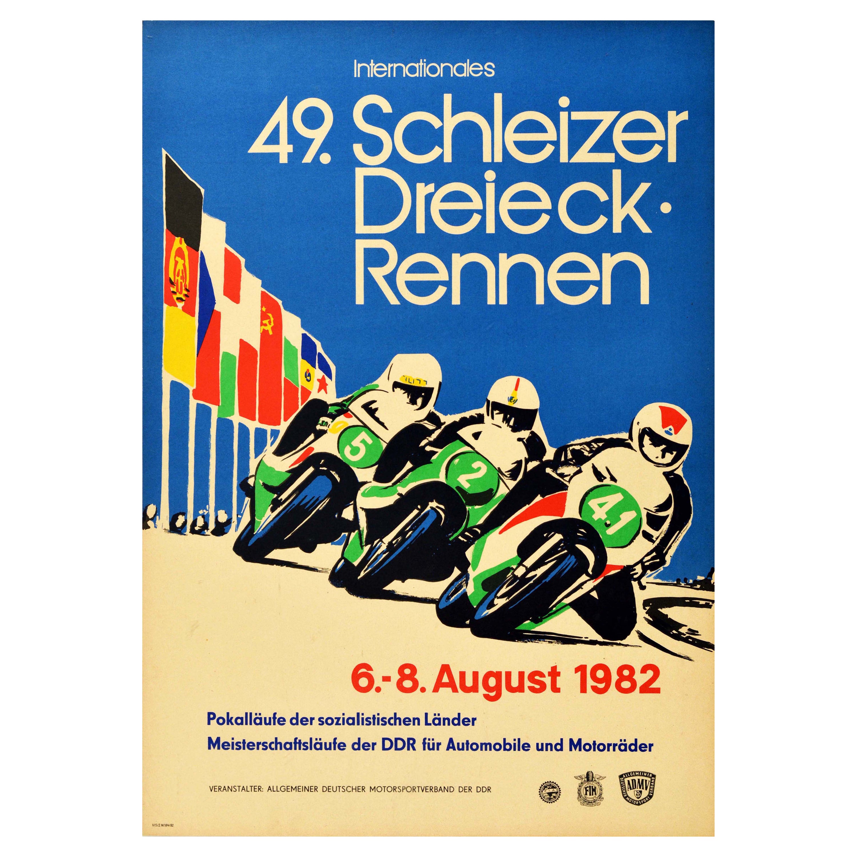 Original Vintage Auto Racing Poster 49 Schleizer Dreieck Rennen Motorcycle Race