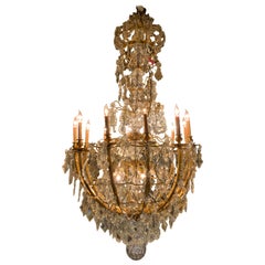 Palace Size Baccarat Chandelier with 18 Lights in Bronze and Crystal