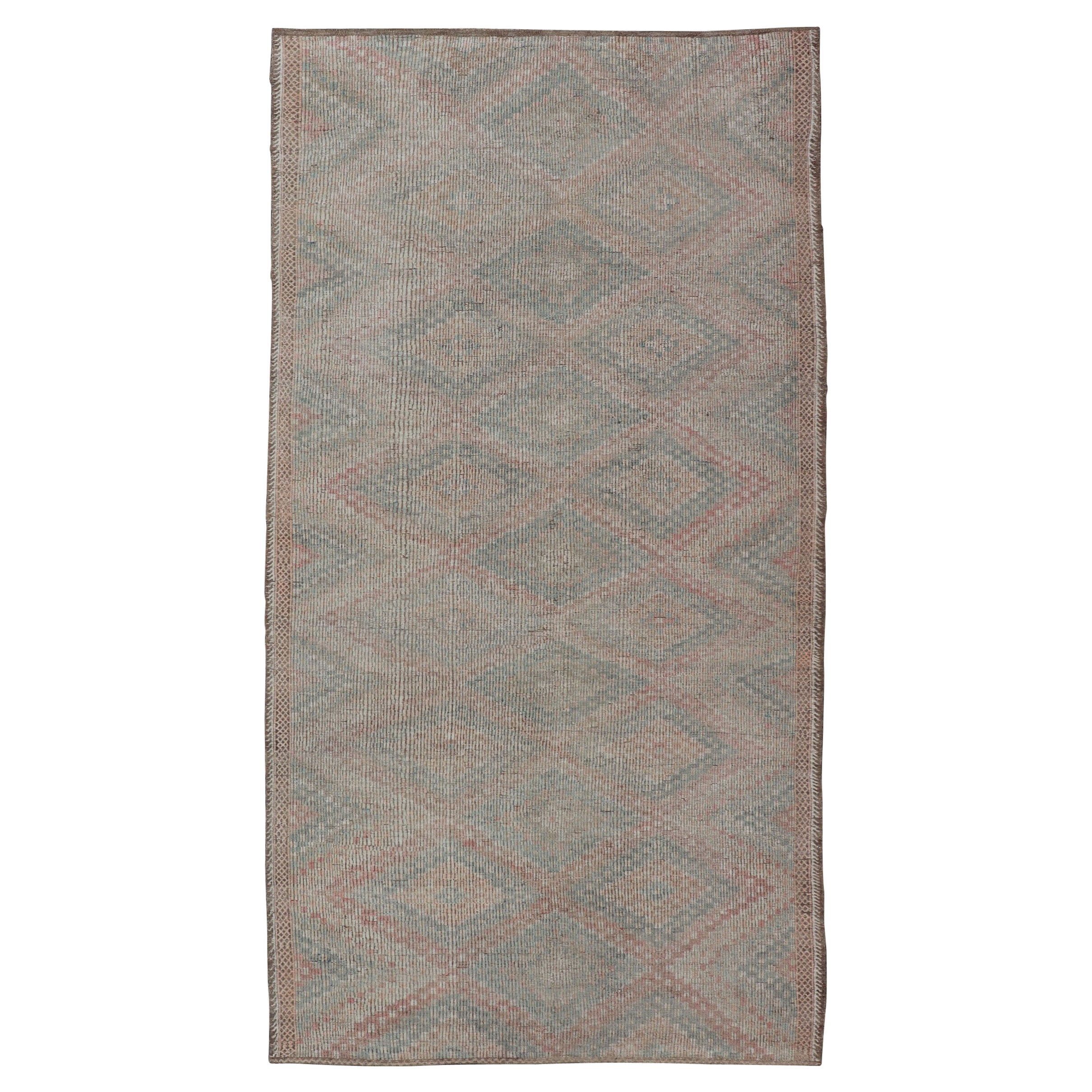 Türkischer bestickter Flachgewebe-Teppich mit geometrischem Muster aus der Türkei im Angebot