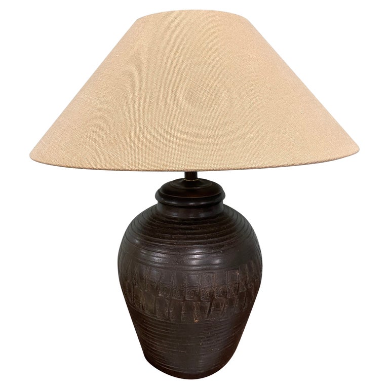 Mid-Century Modern Terracotta Glazed Table Lamp Base For Sale