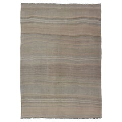 Vintage Turkish Kilim with Stripes in Taupe, Gray, Tan, Cream and Brown