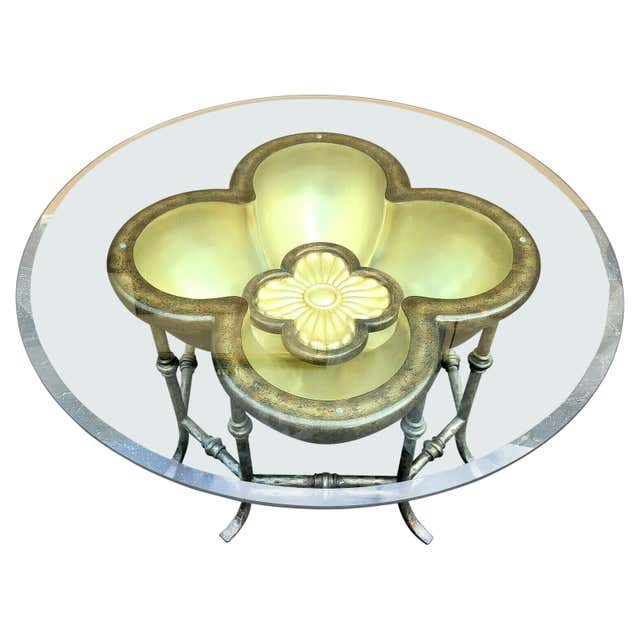 American Glass Top Open Box Form Brass Frame Cocktail Table For Sale at ...