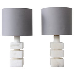 Pair of Vintage 1960s Italian Alabaster Table Lamps
