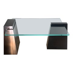 Will Stone Style Modernist Metal and Glass Coffee Table