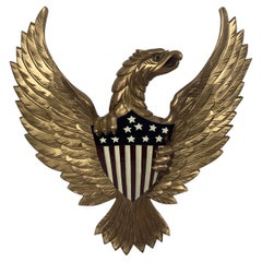 Carved Wood American Eagle with Gold Finish