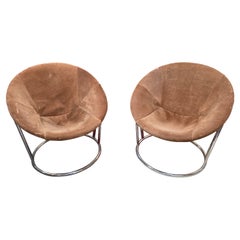 Pair of Lusch Erzeugnis Suede Leather Chairs 