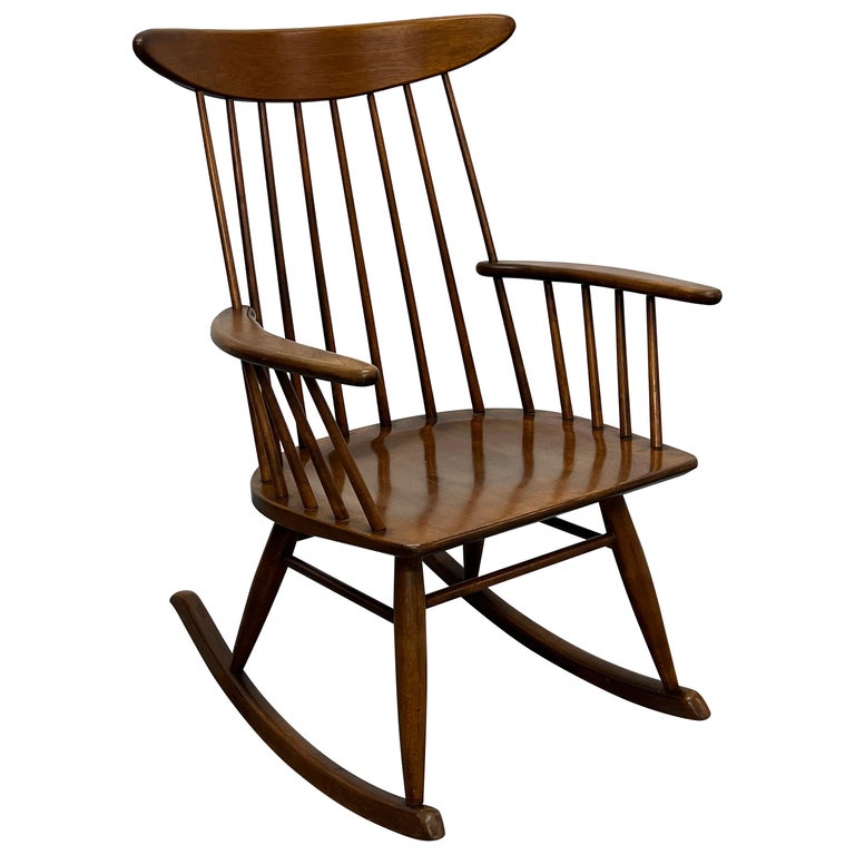 Russel Wright Spindle Back Rocking Chair for Conant Ball For Sale