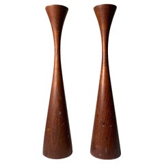 Vintage Turned Teak Wood Candlesticks by Maison Gourmet Denmark