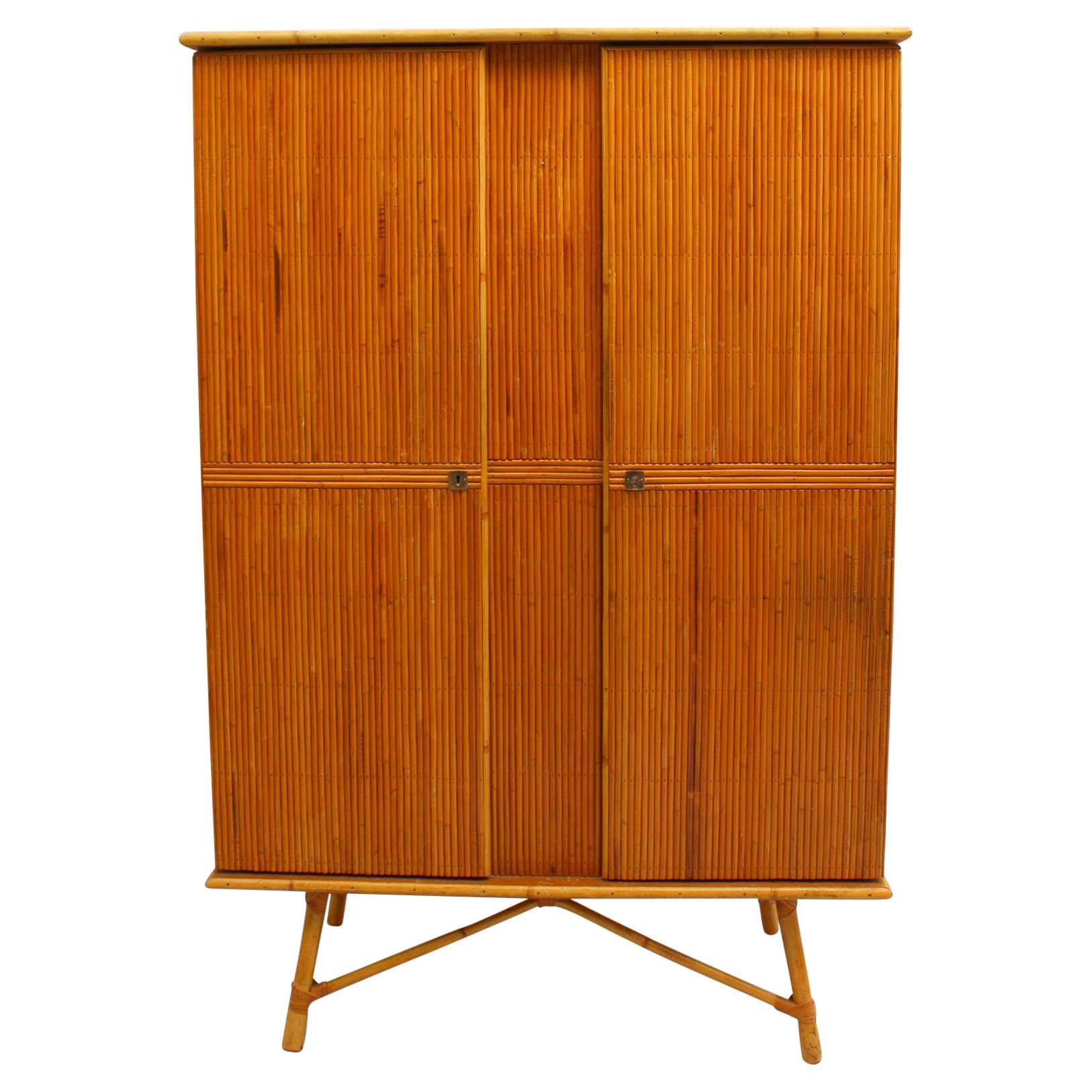 Fine French 1950s Bamboo Armoire
