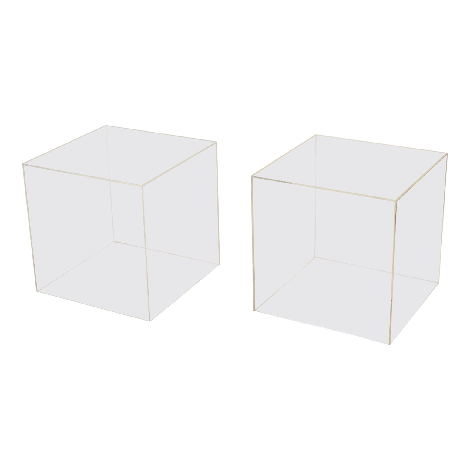 Pair of Acrylic Cube End Tables For Sale