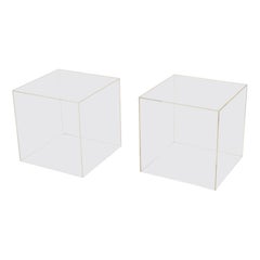 Vintage Pair of Acrylic Cube End Tables