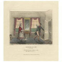 Old Satirical Print of An Aggressive Landlady, 1827