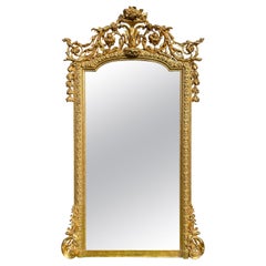 19th Century, Louis XV / Napoleon III Style Large Gilt Mirror