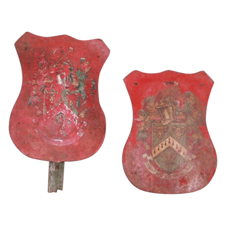 Pair of English Decorative Painted Shields For Sale