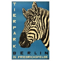 Original Retro Poster Tierpark Berlin Zoo Friedrichsfelde Germany Zebra Design