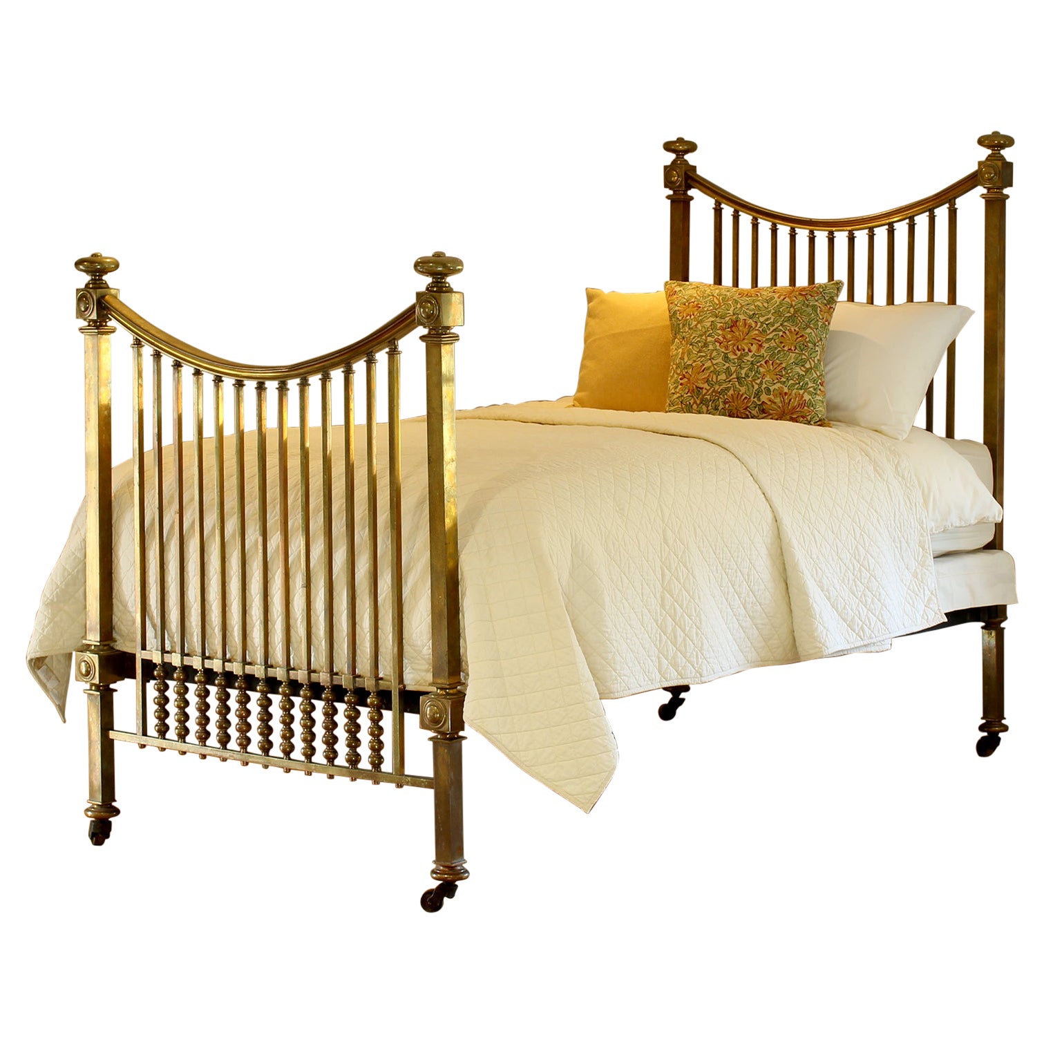 All Brass Single Antique Bed MS52 For Sale