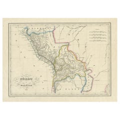 Antique Map of Peru and Bolivia, 1836