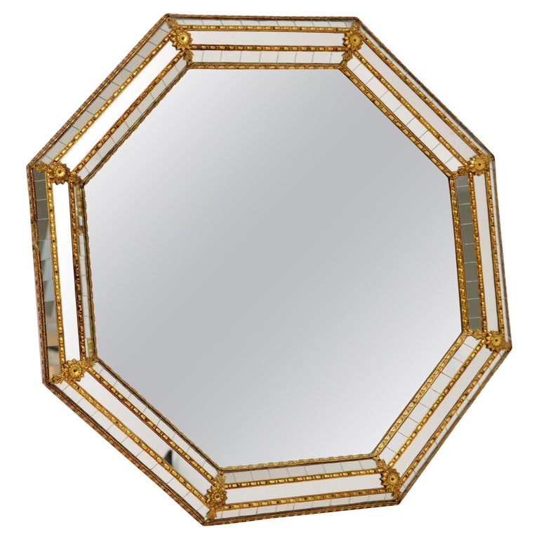 Antique French Style Decorative Brass Mirror at 1stDibs