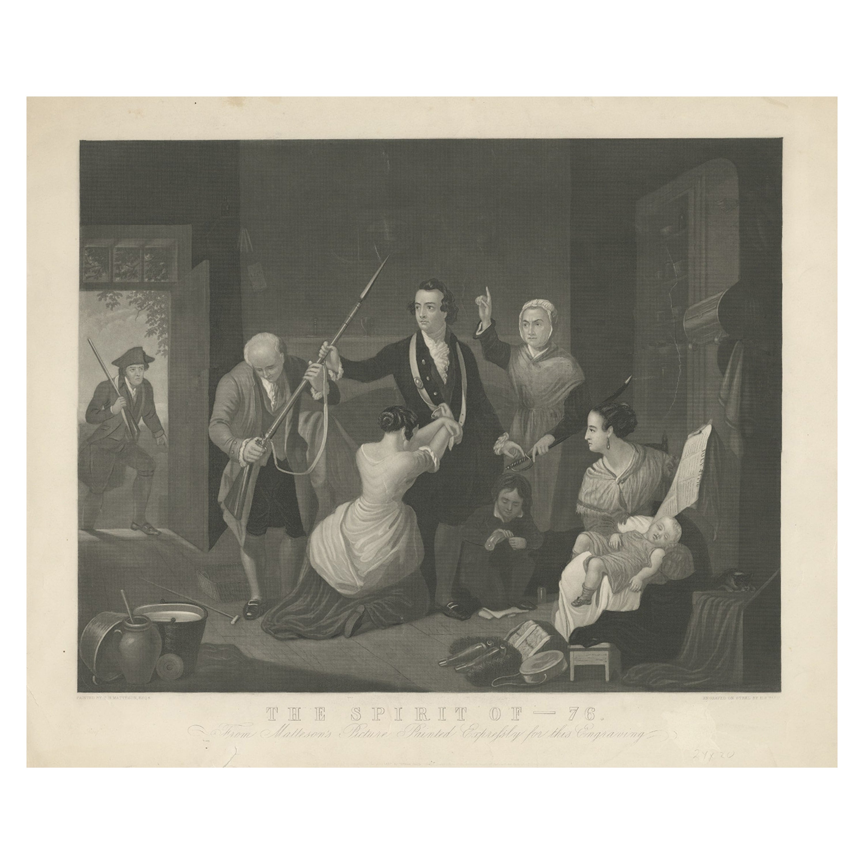 Antique Print of a Scene in American Revolution, The Spirit of '76. '1862' For Sale