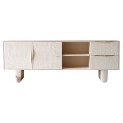 Modern Swell Credenza in Bleached Maple and Alabaster by Swell Studio