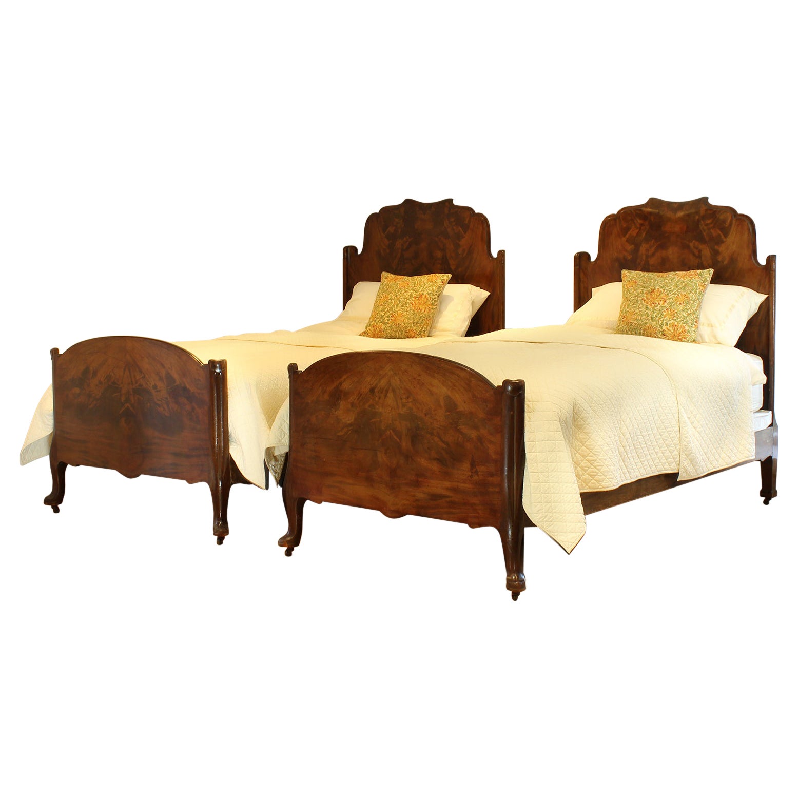 Pair of Flame Mahogany Antique Beds WP40