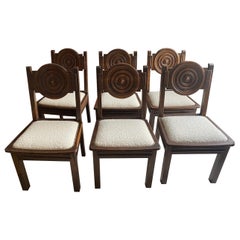 Set of Six 1940s Art Déco Dining Chairs Etienne Kholmann , 1940