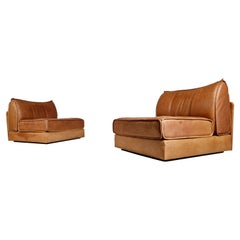 De Sede DS-19 Lounge Chairs in Cognac Leather, 1970s
