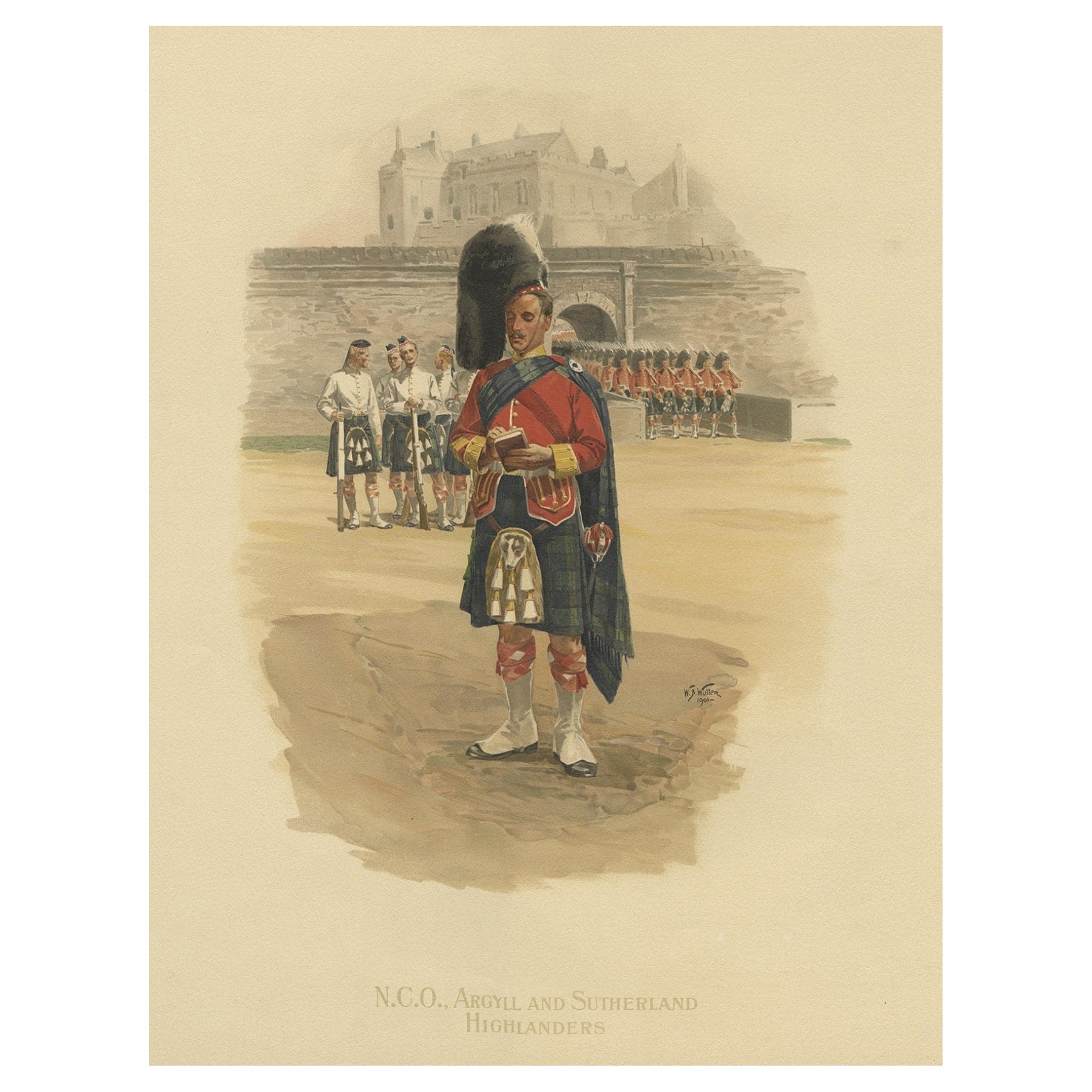 Antique Print of Argyll and Sutherland Highlanders from Scotland, 1902 For Sale