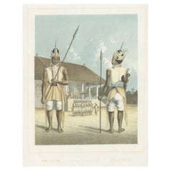 Antiker handkolorierter Druck eines Regents in niederländischen Ostindien, 1854