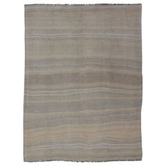 Vintage Turkish Kilim with Stripes in Gray, Tan, Taupe, and Cream