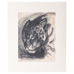 Eric Wansart „Ukkel, 1899 - Elsene, 1976“, Zeichnung eines Panthers, Holzkohle