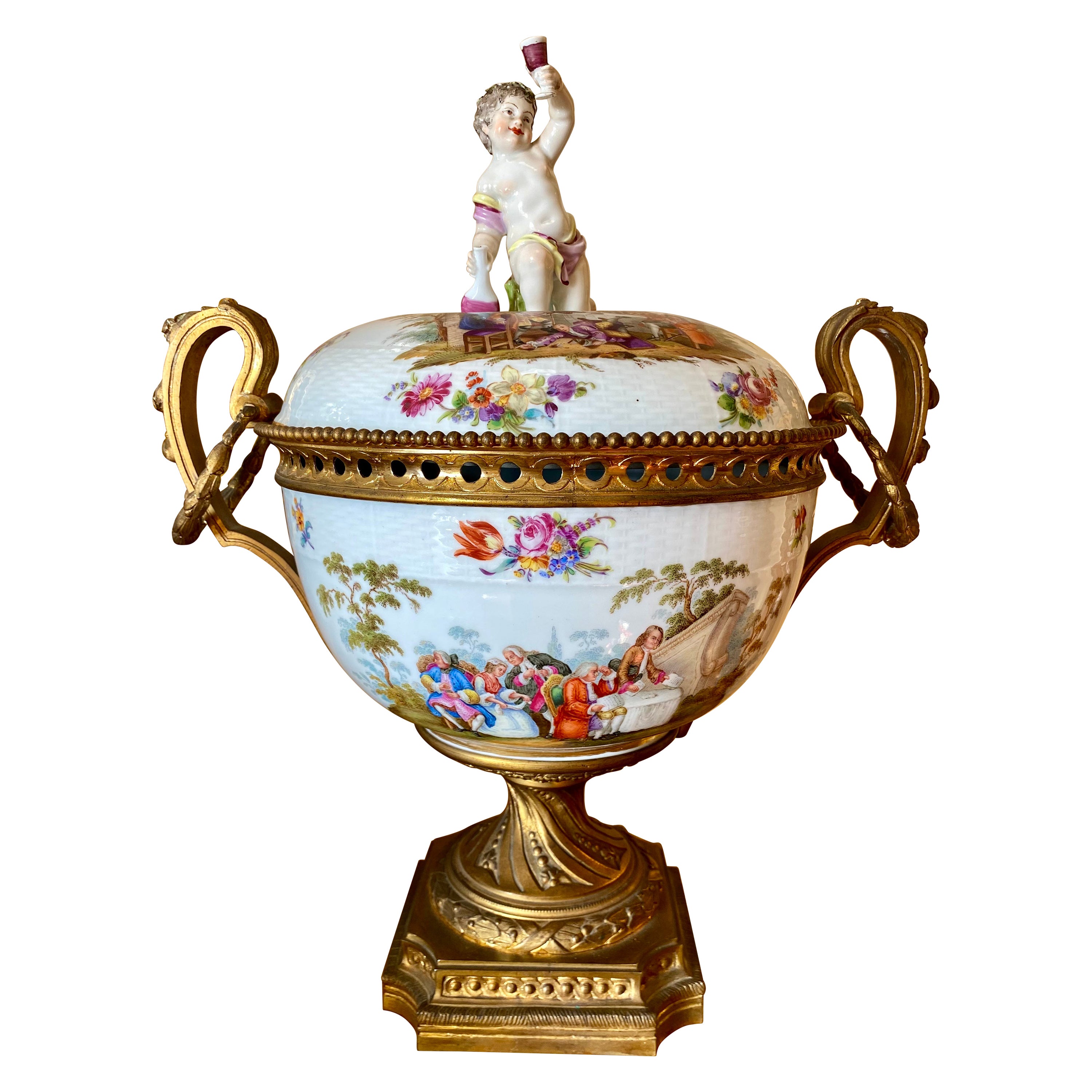 KPM Berlin, Porcelain Pot-Pourri and Gilt Bronze Mount, 19th Century For Sale