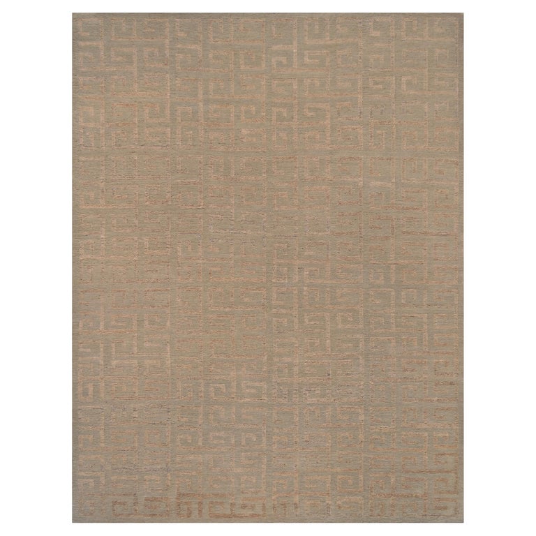 Hand-Knotted Greek Key Patterned Hemp Rug For Sale at 1stDibs