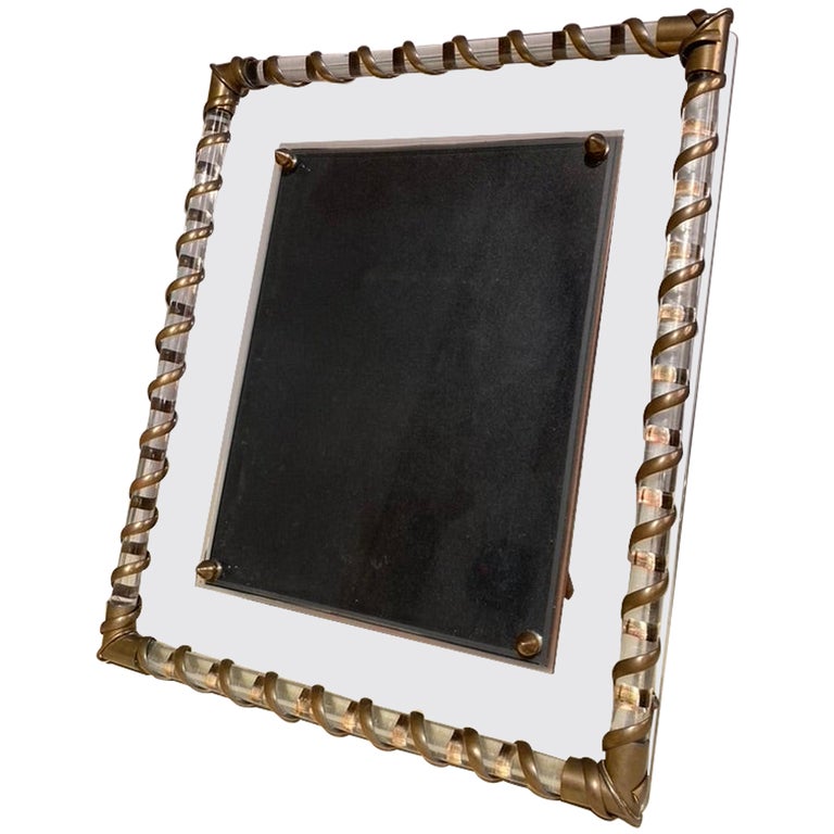 Fontana Arte Glass and Brass Picture Frame For Sale at 1stDibs