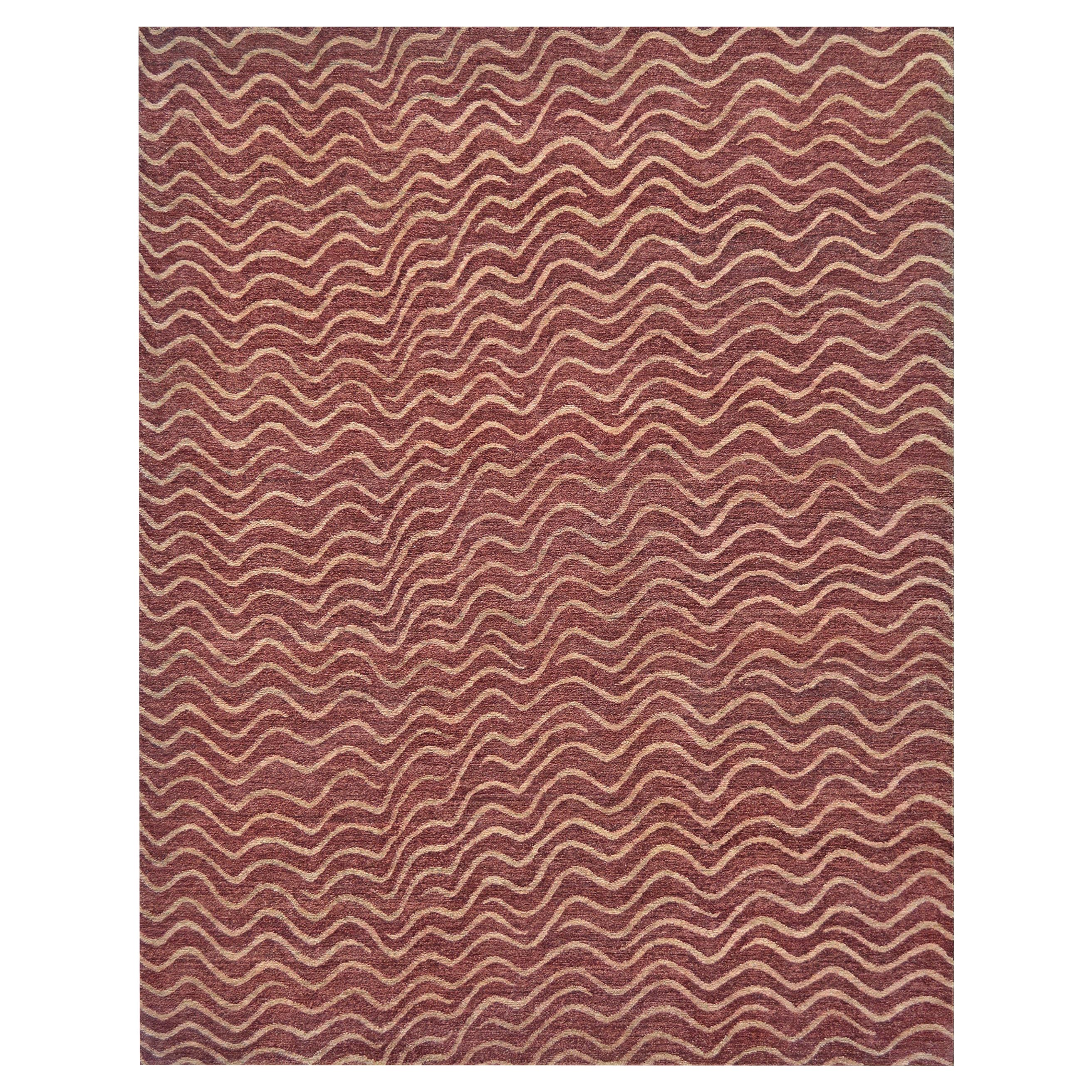 Hand-Knotted Wool and Hemp Waves Rug