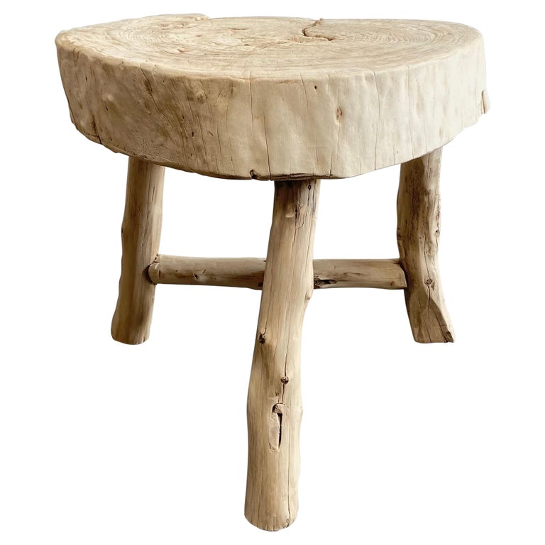One of A Kind Rustic Natural Log Sliced Side Table at 1stDibs