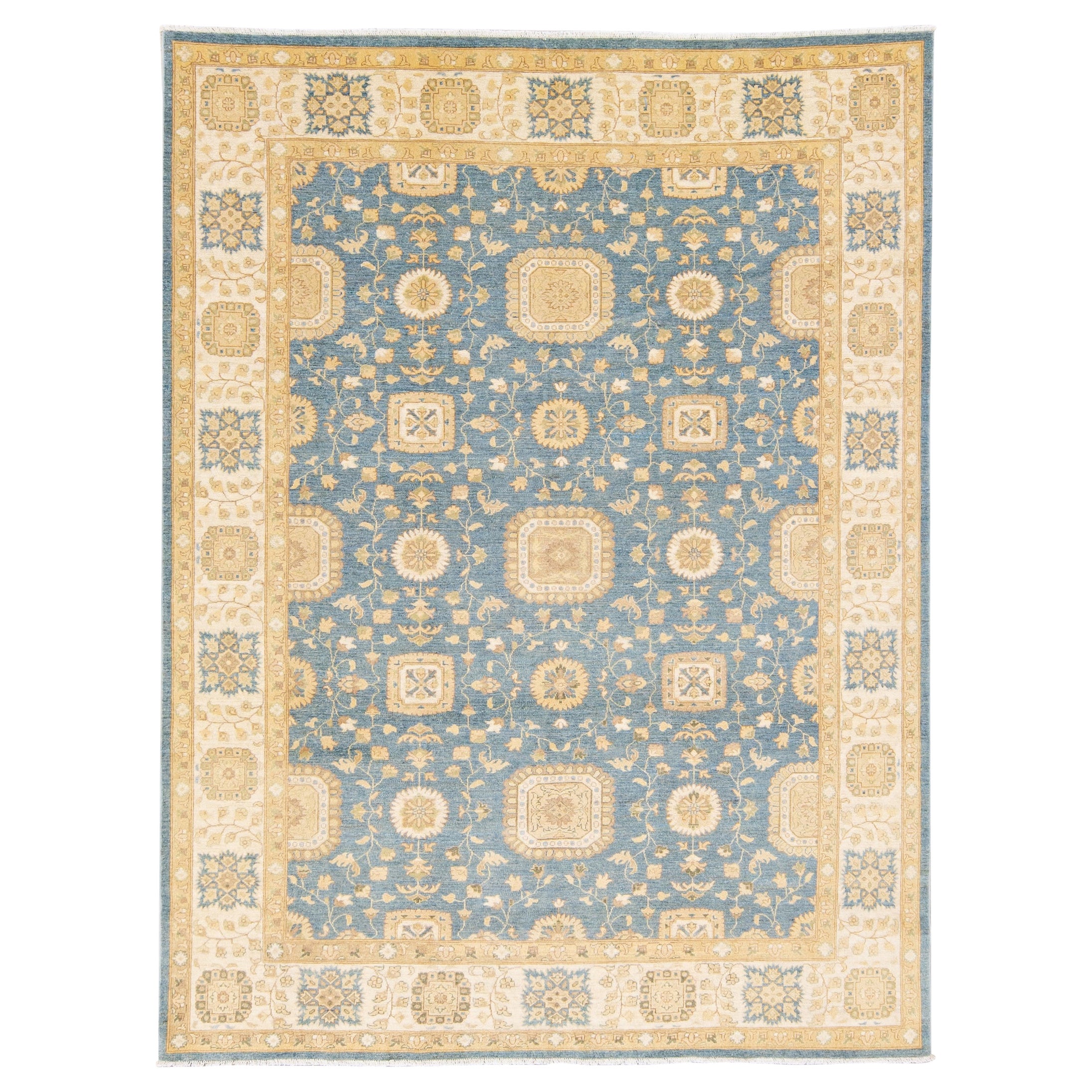 Rug and Kilim's Khotan Velvet Red and Blue Wool Rug from the Homage