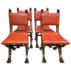 Antique Set of 4 Renaissance Revival Carved Chairs