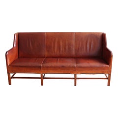 Kaare Klint Sofa Model 5011 Original Niger Leather 1930s, Scandinavian Modern